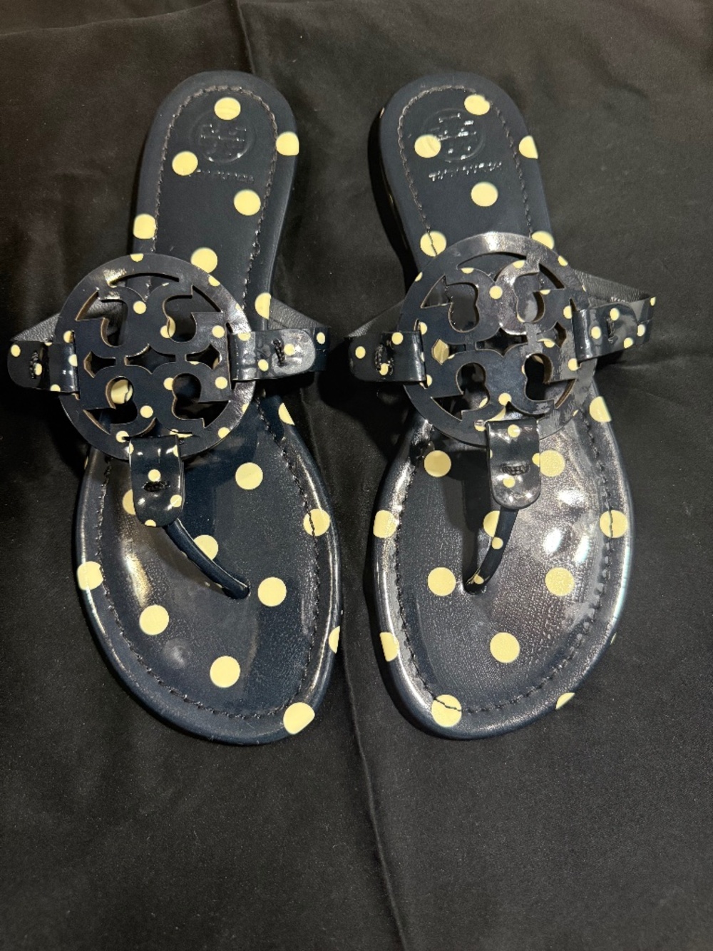 Tory Burch Miller Polka Dot Sandals Navy Size 8